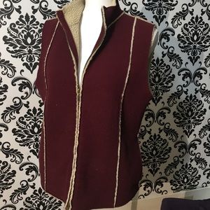 Burgundy Fleece Lambswool Vest Jacket